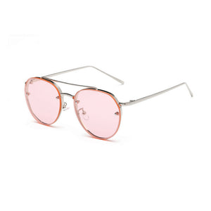 Women Fashion Circular Sunglasses Metal Frame Sunglasses Brand Classic Tone Mirr